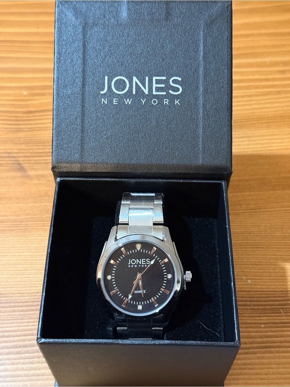 Jones New York Men’s Silver Stainless Steel Watch - Black Dial